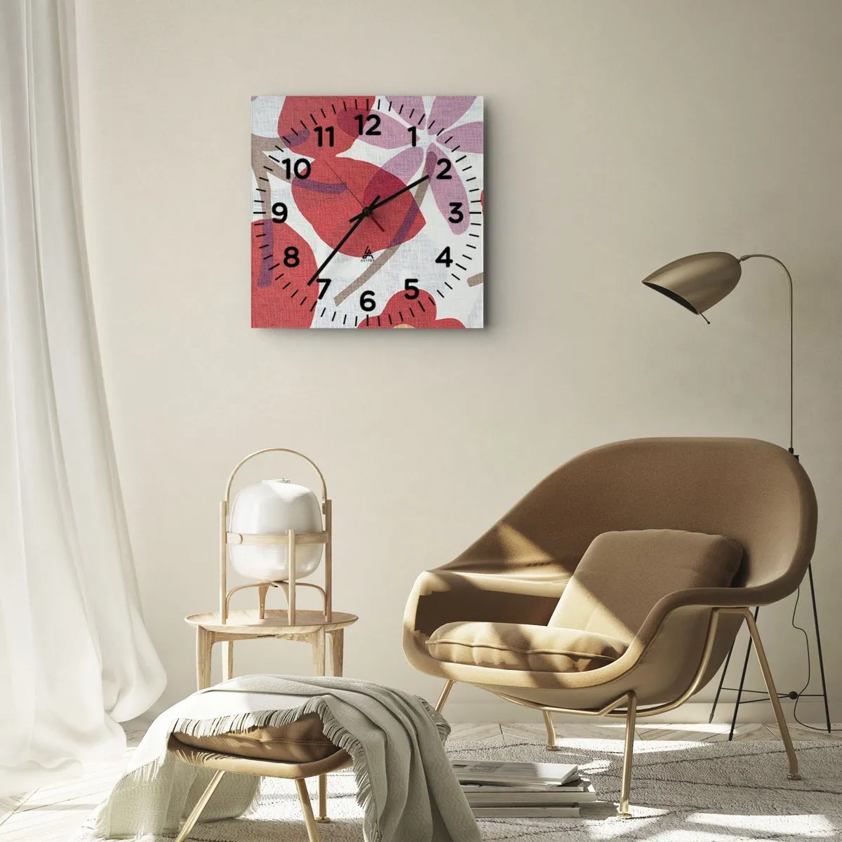 Wandklok - Klok - Bloemstuk in roze - 40x40 cm