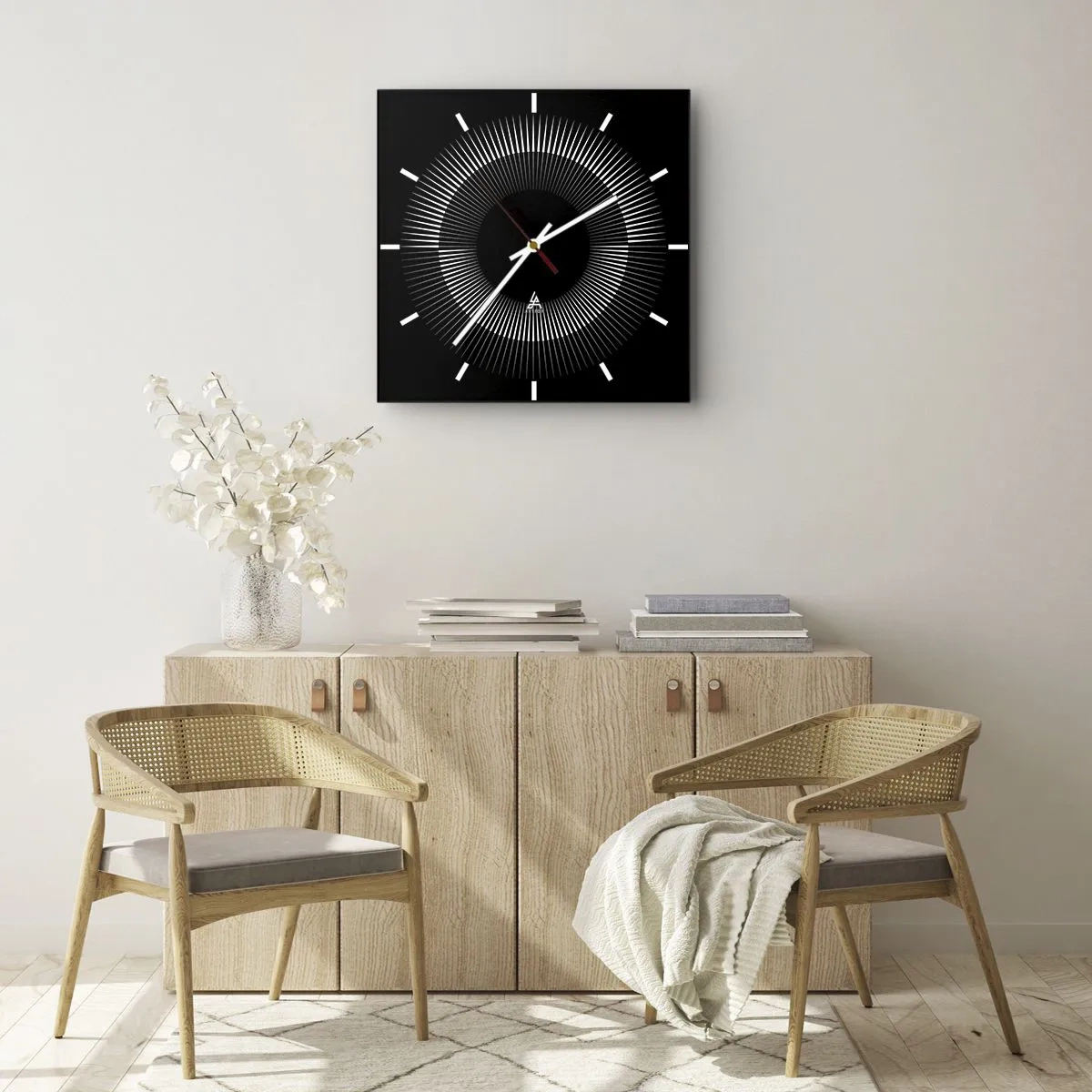 Wandklok - Klok - Zwarte zon - 40x40 cm
