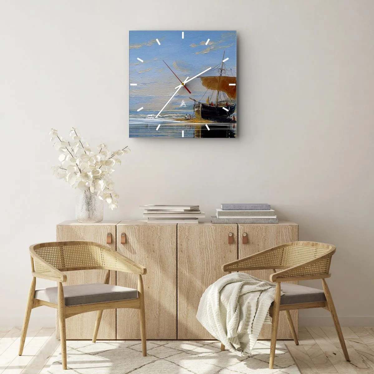 Wandklok - Klok - Water, bodem, lucht - 30x30 cm