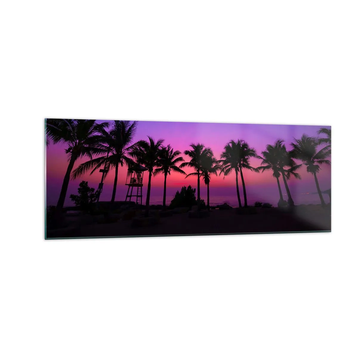 Schilderen op glas - Avond onder de palmbomen - 140x50 cm