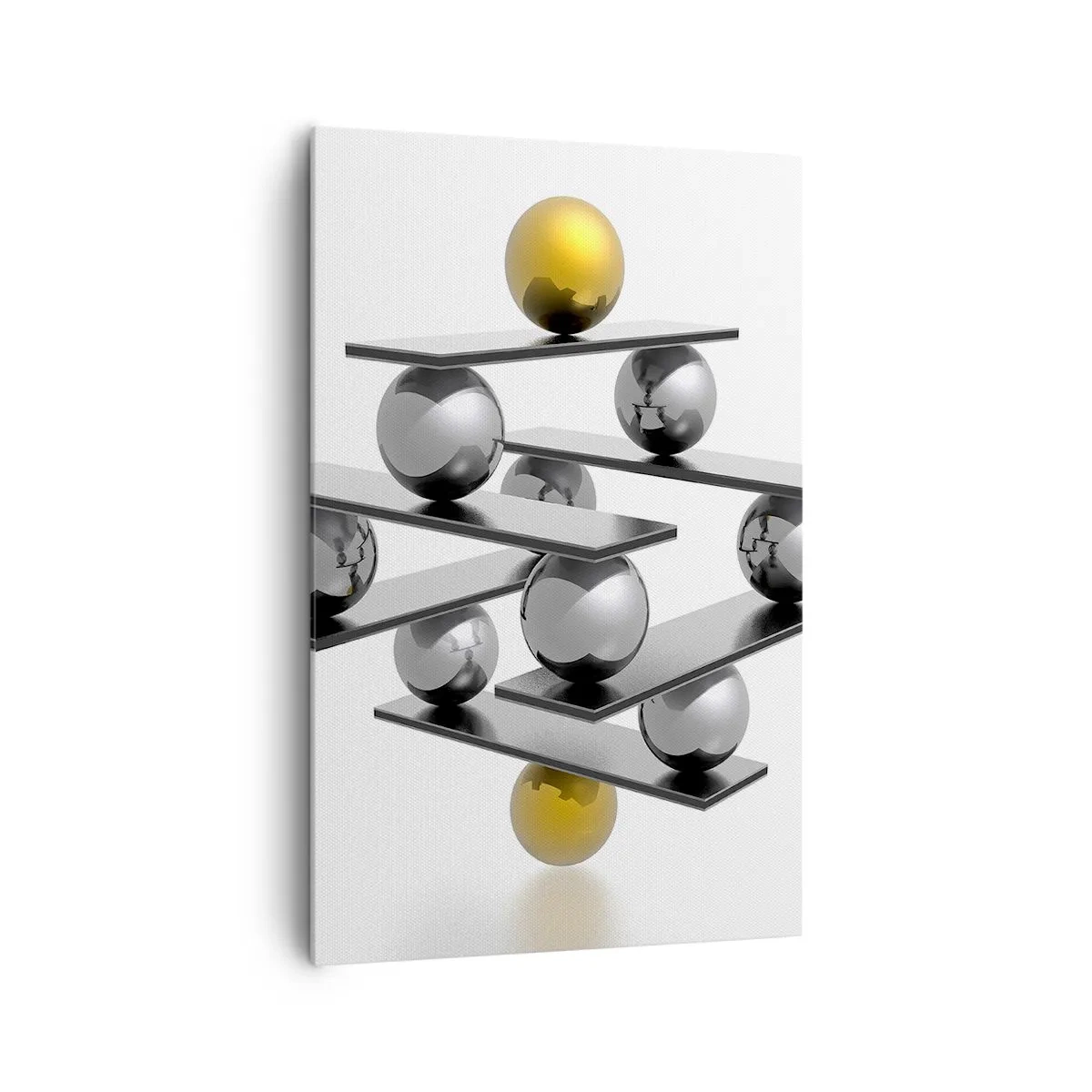 Schilderen op canvas - Goud-zilver balans - 80x120 cm