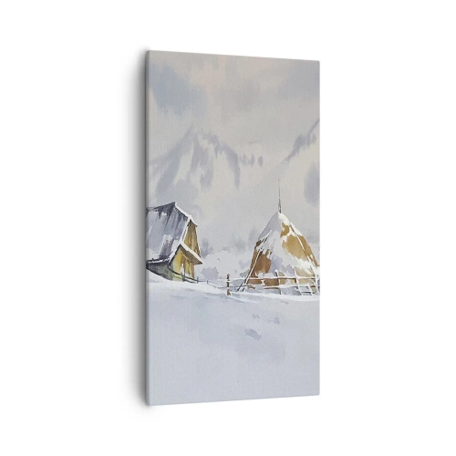 Schilderen op canvas - In een besneeuwde vallei - 55x100 cm