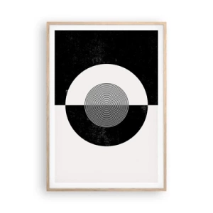 Een poster in een licht eiken lijst - Harmonie in zwart-wit - 70x100 cm