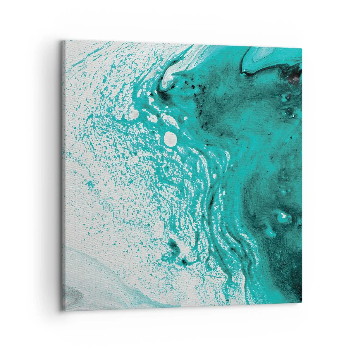 Schilderen op canvas - Versmelten in wit en turkoois - 50x50 cm