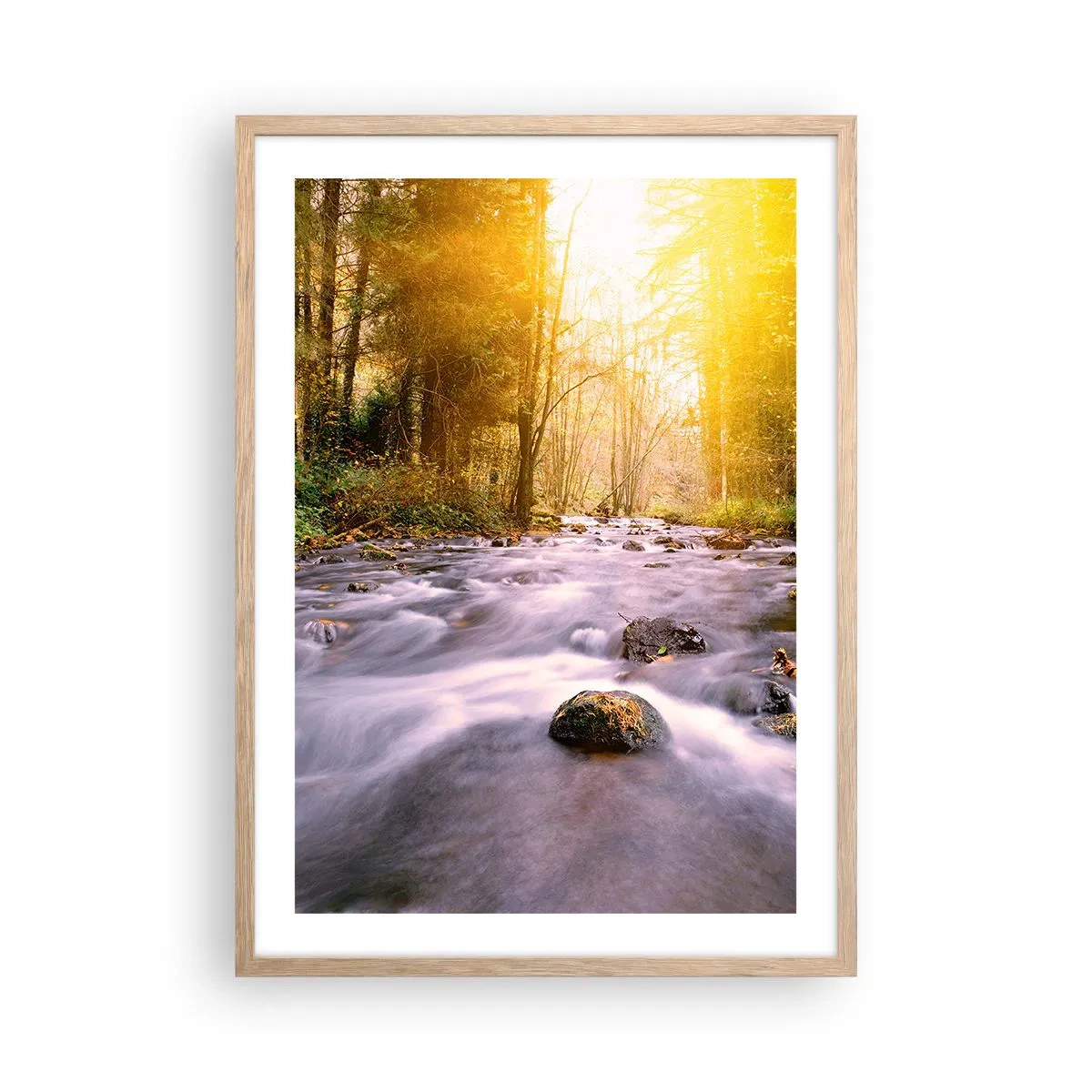 Een poster in een licht eiken lijst - Malachiet in een zilveren en gouden lijst - 50x70 cm