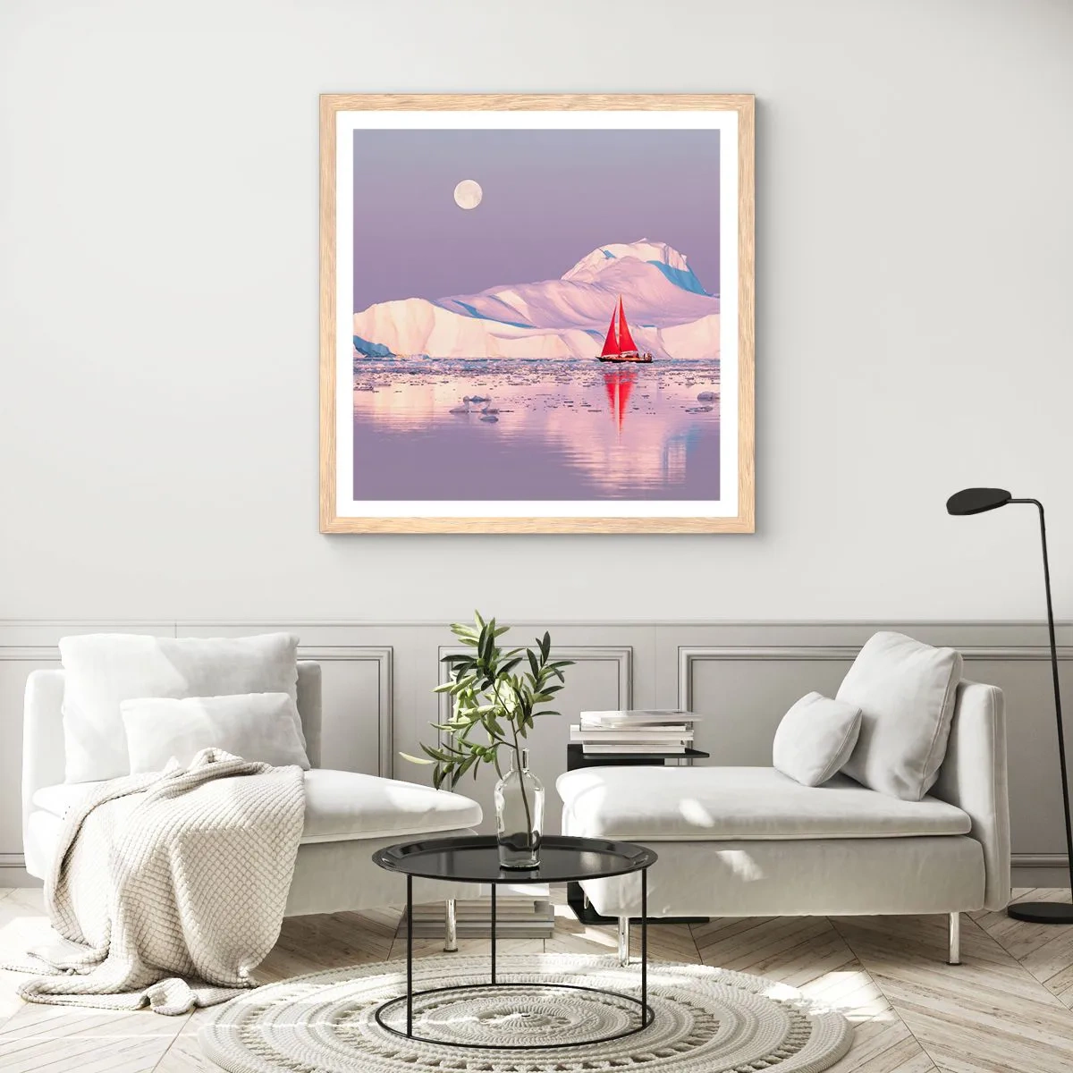 Een poster in een licht eiken lijst - De hitte van het zeil, de kilte van het ijs - 50x50 cm