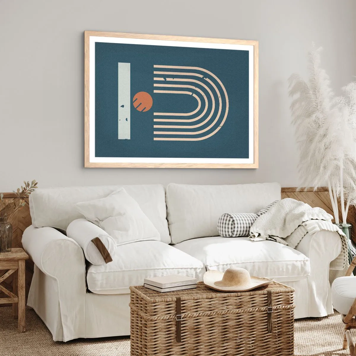 Een poster in een licht eiken lijst - Geometrie op de granaatappel - 91x61 cm