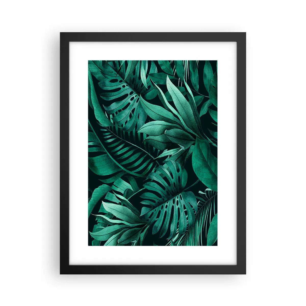 Poster in een zwarte lijst - De diepte van tropisch groen - 30x40 cm