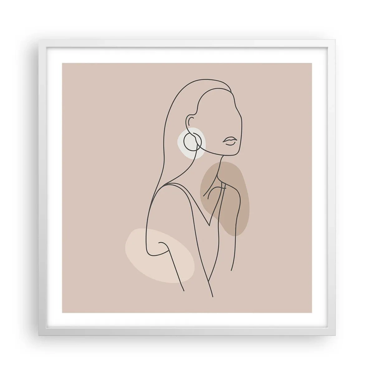 Poster in een witte lijst - meisjesachtig icoon - 60x60 cm