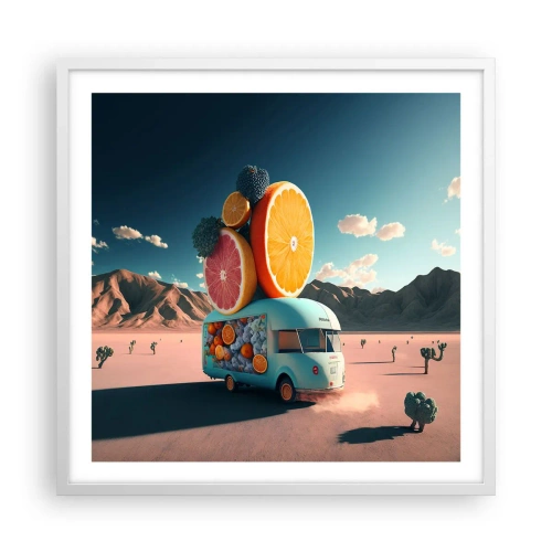 Poster in een witte lijst - De smaak van vakantie - 60x60 cm