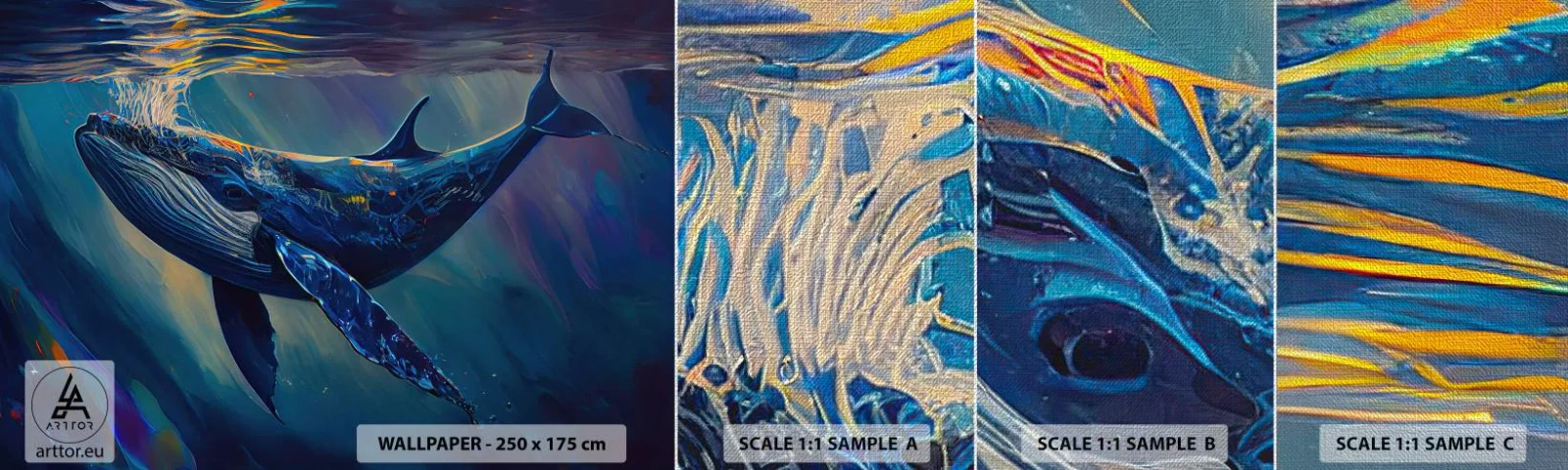 Fotobehang Monster Premium Canvas - Welkom in mijn wereld - Walvis, Oceaan, Onderwater - 100x30 cm