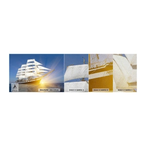 Fotobehang Monster Premium Sand - Hun tijd gaat nooit voorbij - Zee, Zeilschip, Schip - 100x30 cm