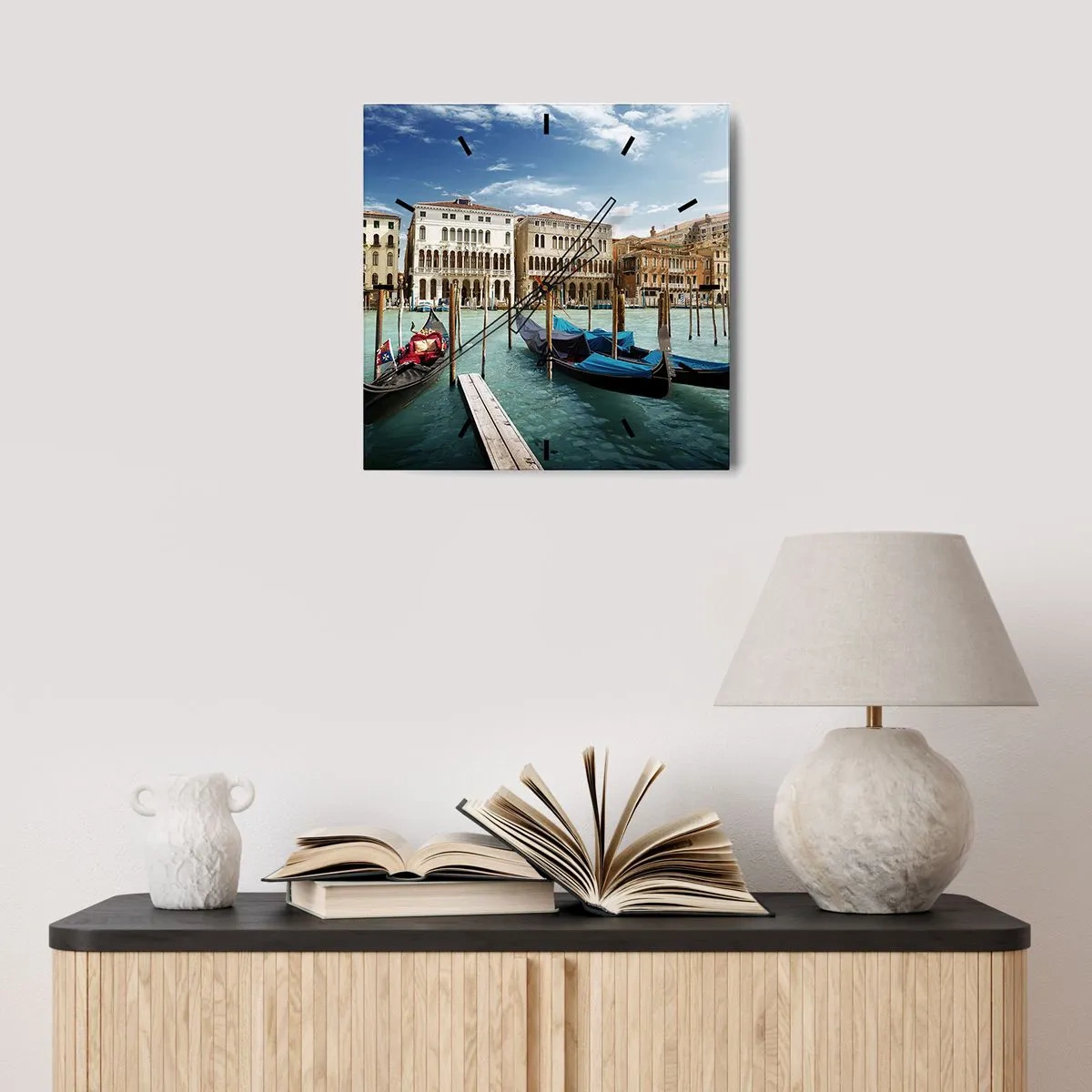 Wandklok - Klok - Paleizen in het blauw - 30x30 cm