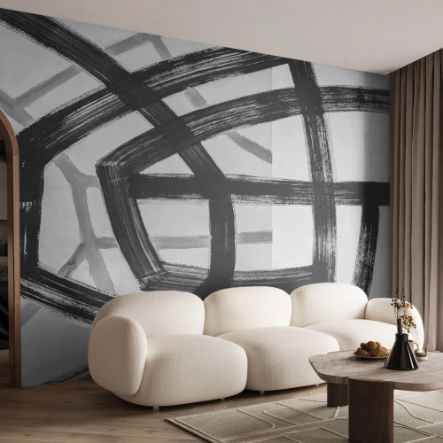 Fotobehang Premium Canvas - Diepte opbouwen - Streepjes, Deel, Modern - 200x140 cm