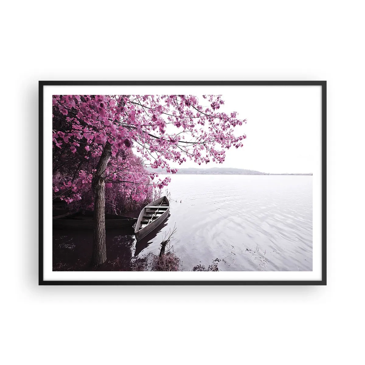 Poster in een zwarte lijst - In roze stilte - 100x70 cm
