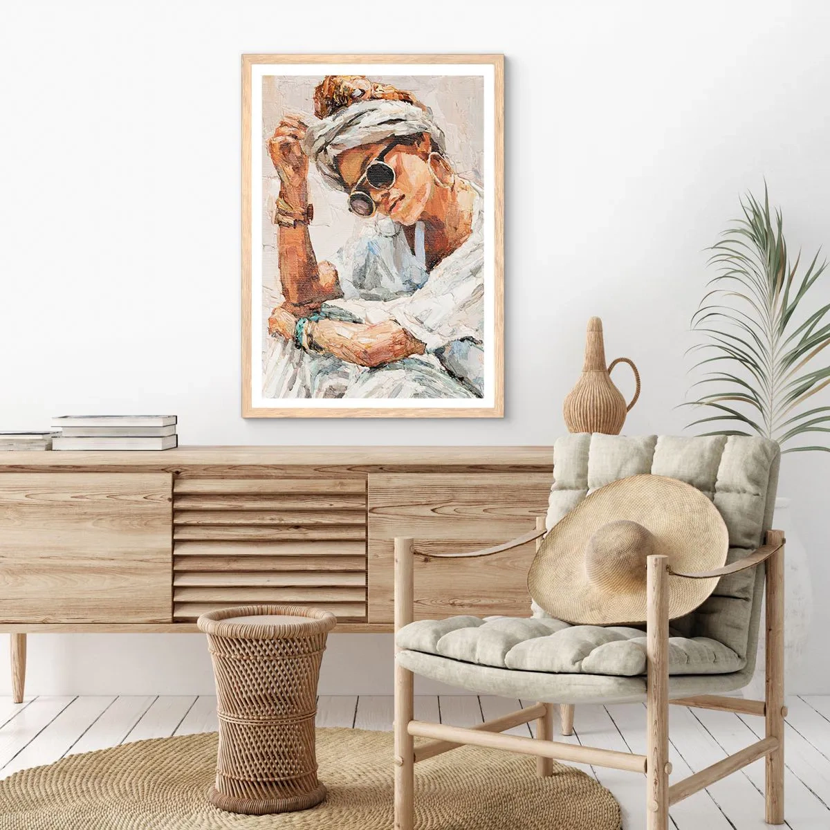 Een poster in een licht eiken lijst - Portret in de volle zon - 61x91 cm