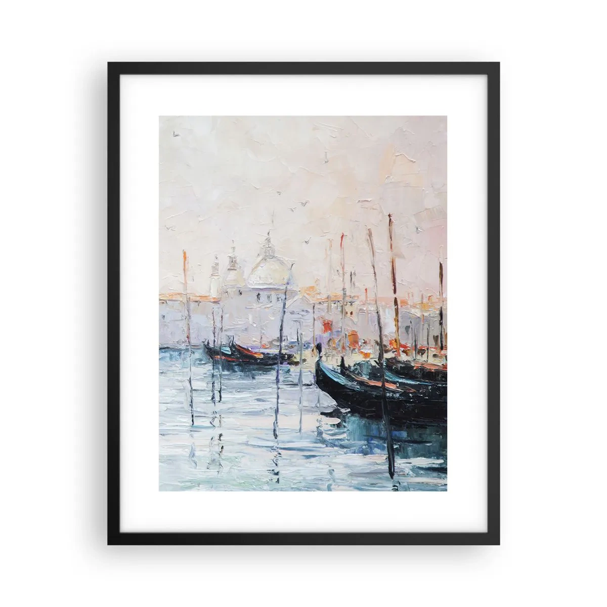Poster in een zwarte lijst - Achter het water, achter de mist - 40x50 cm