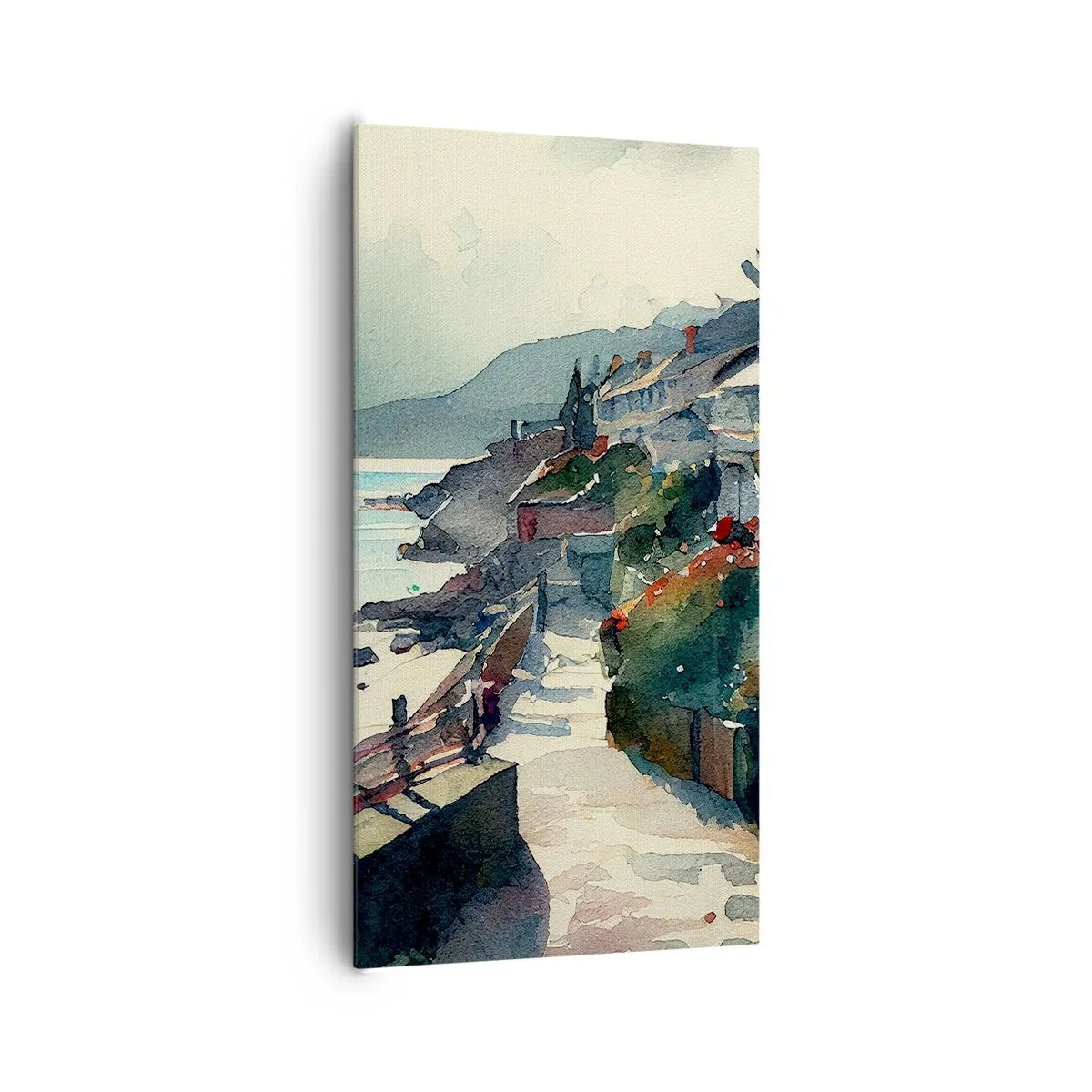 Schilderen op canvas - Mediterrane stad - 65x120 cm