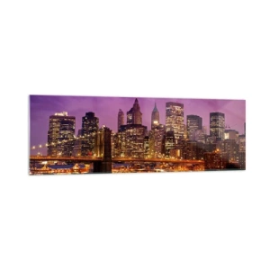 Schilderen op glas - Violet-goud Manhattan - 160x50 cm
