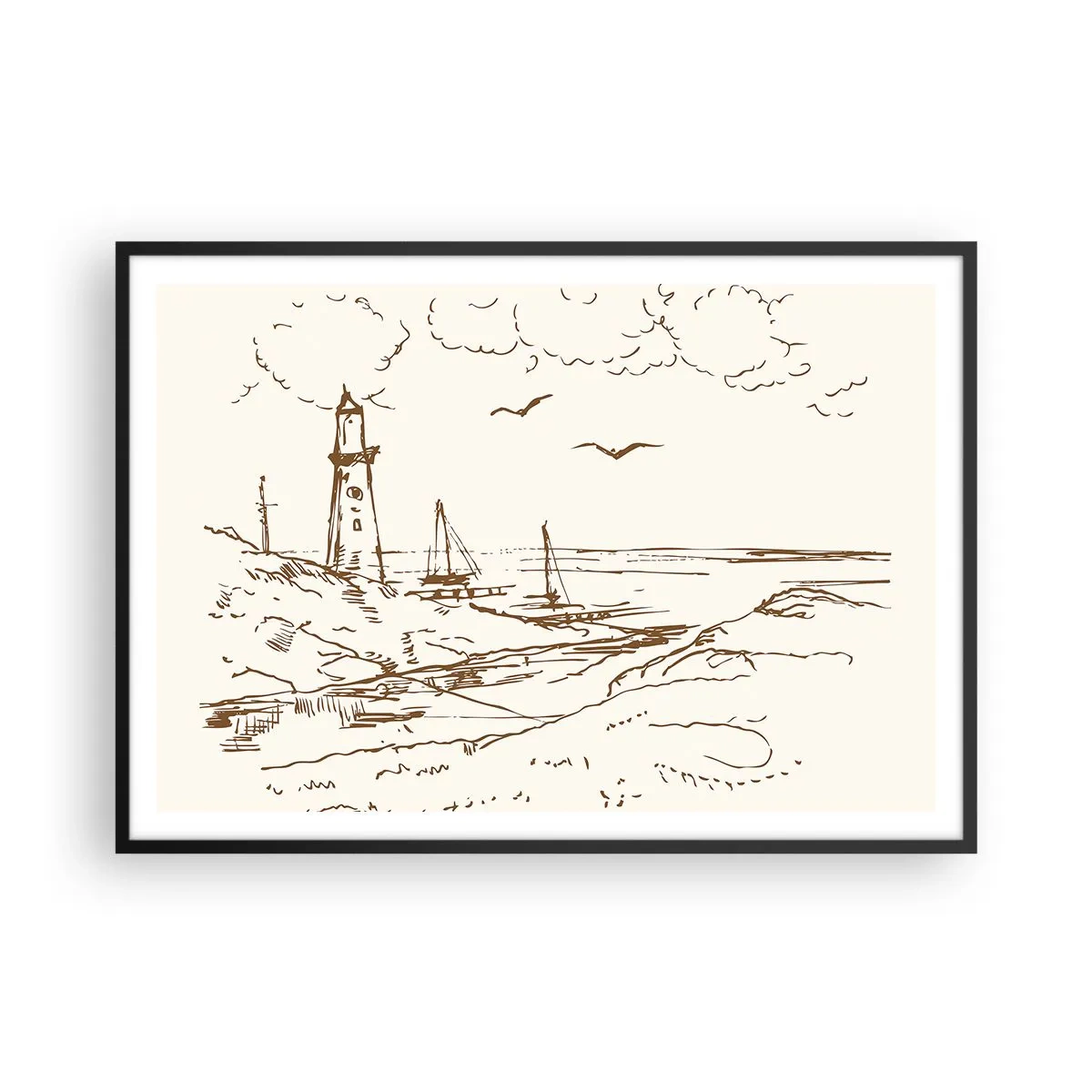 Poster in een zwarte lijst - Een overzicht van de herinneringen aan de zomer - 100x70 cm