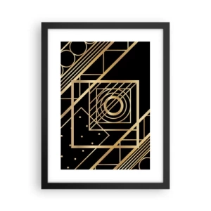 Poster in een zwarte lijst - Gouden geometrie - 30x40 cm