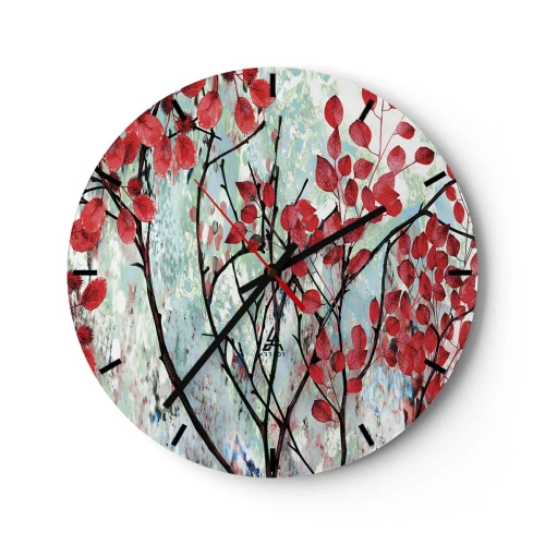 Wandklok - Klok - Boom in scharlaken - 40x40 cm