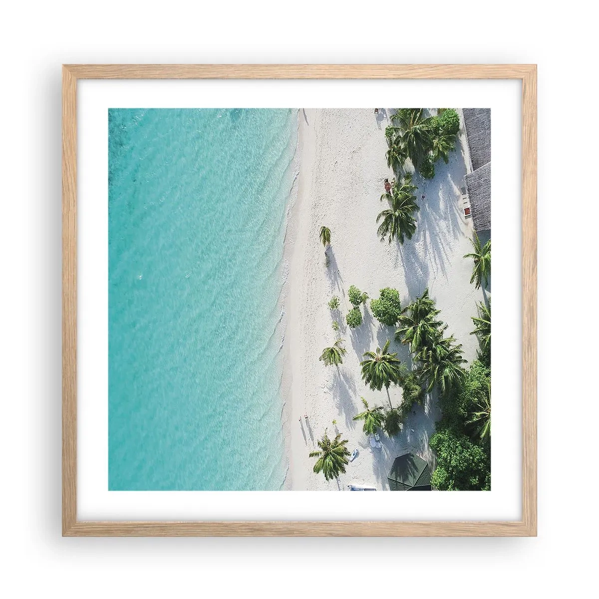 Een poster in een licht eiken lijst - Een vakantie in het paradijs - 50x50 cm