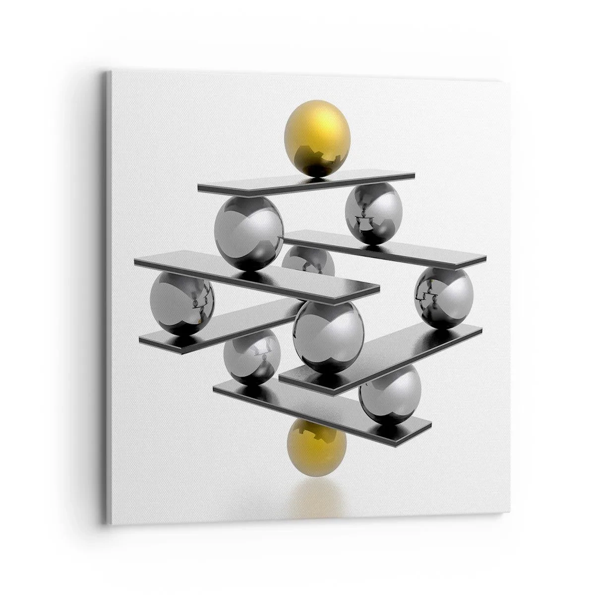 Schilderen op canvas - Goud-zilver balans - 70x70 cm