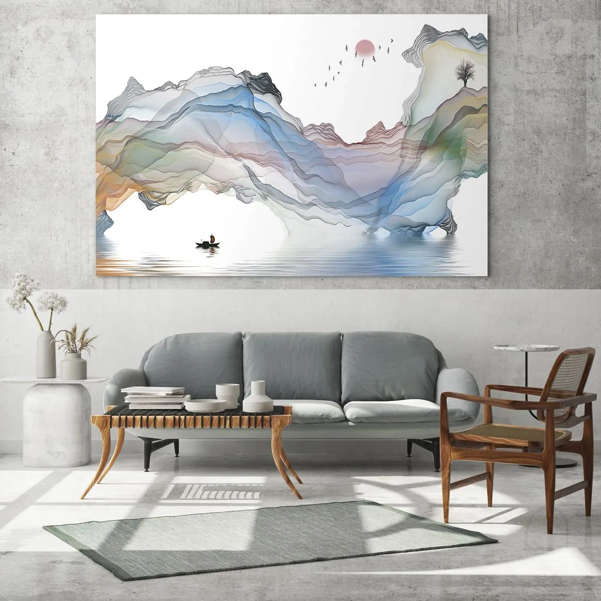 Schilderen op glas - Op weg naar de kristallen bergen - 120x50 cm