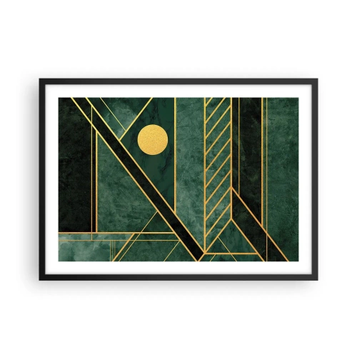 Poster in een zwarte lijst - Dynamiek van goud en azuur - 70x50 cm