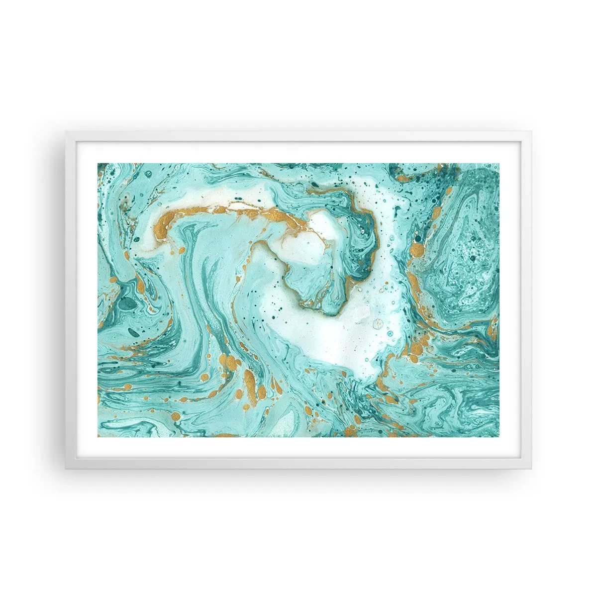 Poster in een witte lijst - Onder de grote golf van het Edo-tijdperk - 70x50 cm