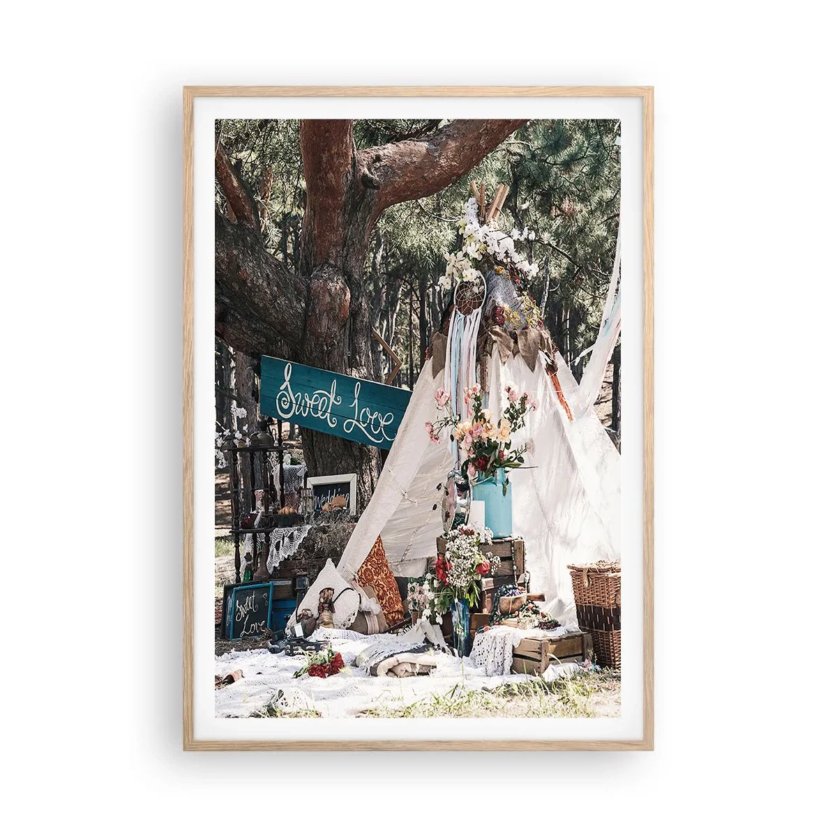 Een poster in een licht eiken lijst - De liefde bedrijven ... - 70x100 cm