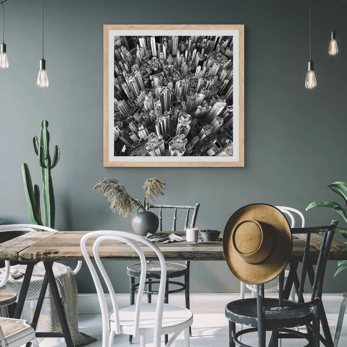 Een poster in een licht eiken lijst - Nog steeds hoger en hoger - 30x30 cm