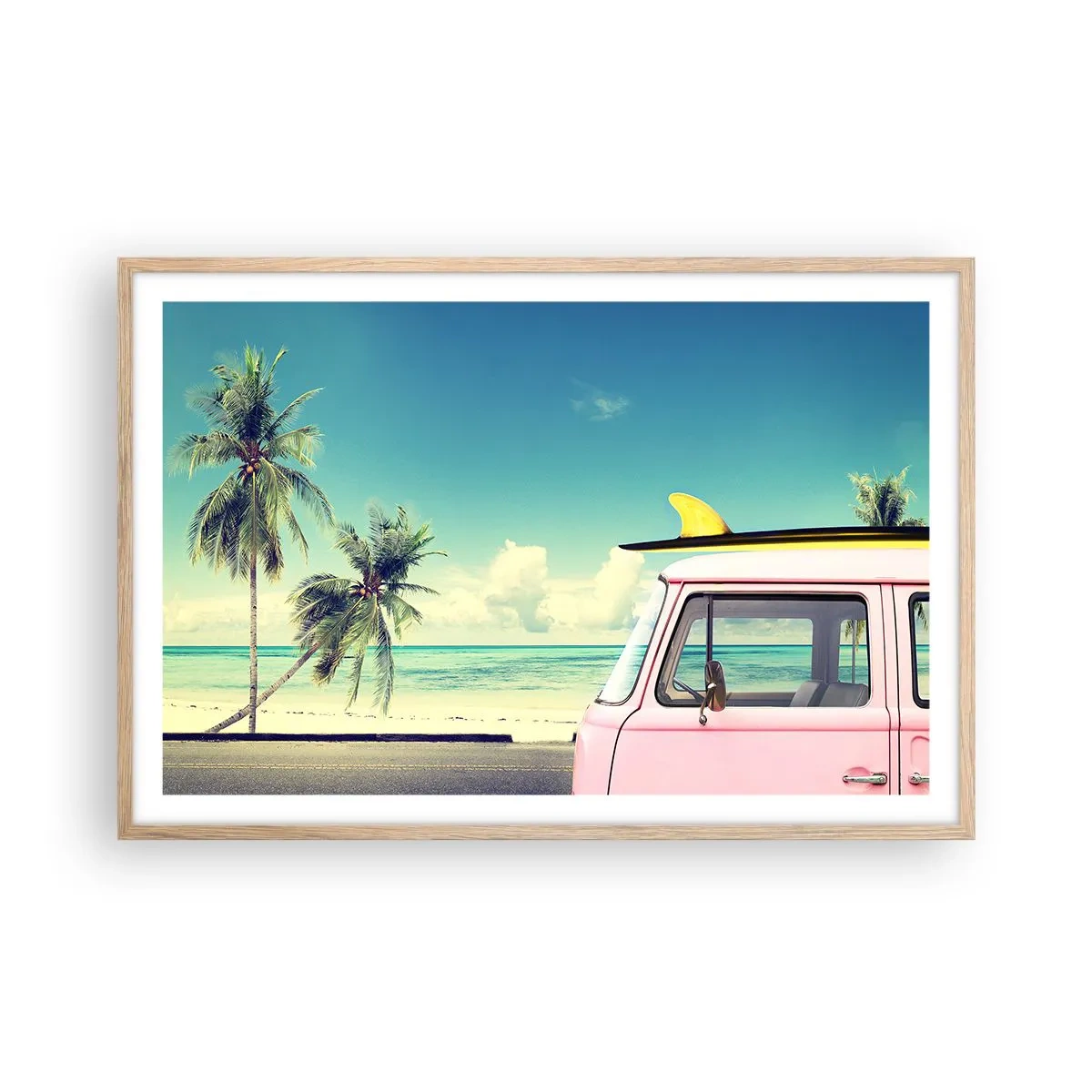 Een poster in een licht eiken lijst - Tijd om aan je vakantie te beginnen. - 91x61 cm