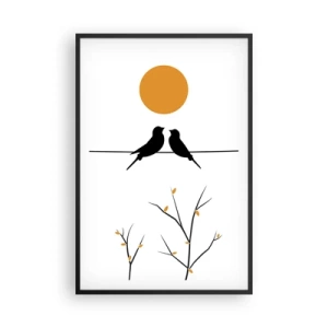 Poster in een zwarte lijst - Nachtegalen avond - 61x91 cm