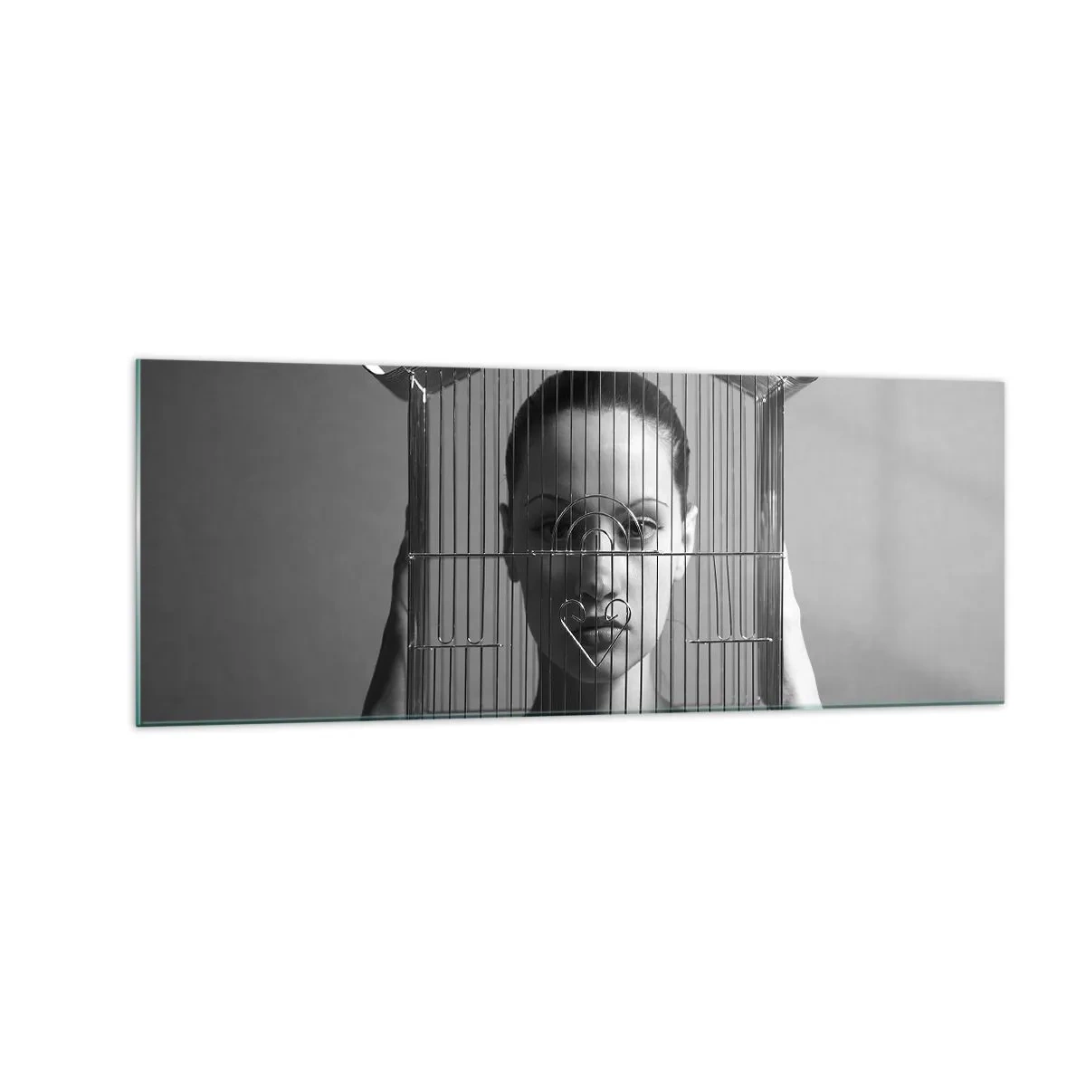 Schilderen op glas - Een ietwat surrealistisch portret - 140x50 cm