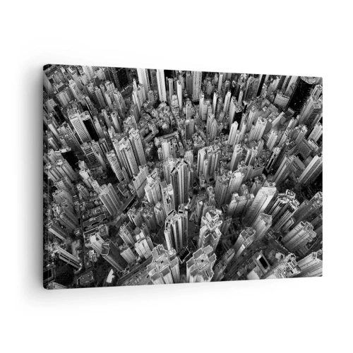 Schilderen op canvas - Zwart-wit vogelperspectief van de stad - 70x50cm - Nog steeds hoger en hoger - Moderne wanddecoratie voor woonkamer en slaapkamer ARTTOR