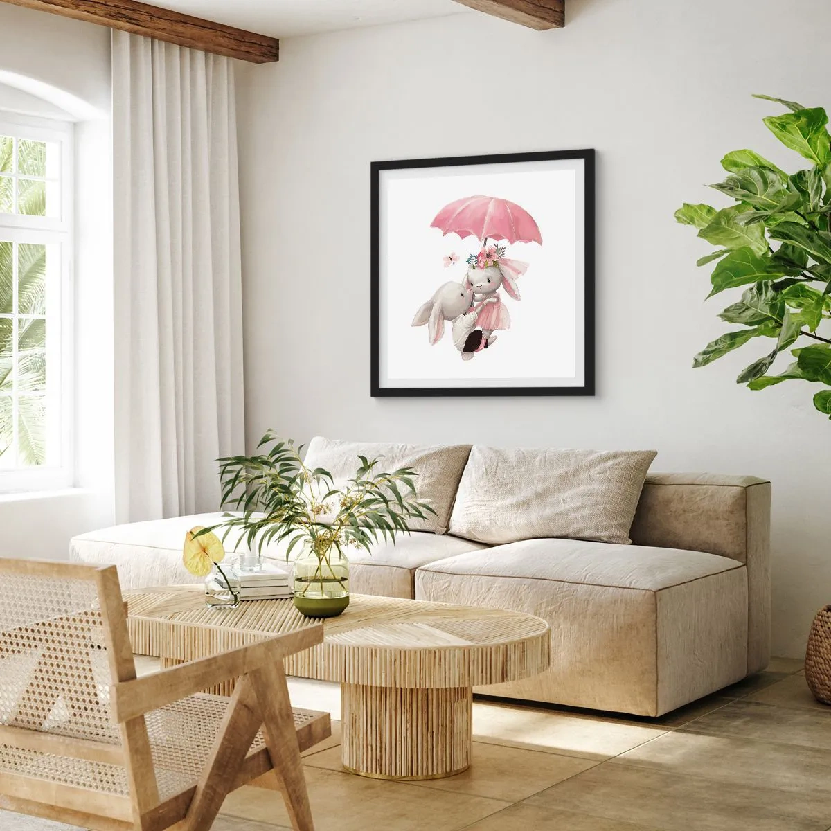 Poster in een zwarte lijst - Dit is liefde - 60x60 cm