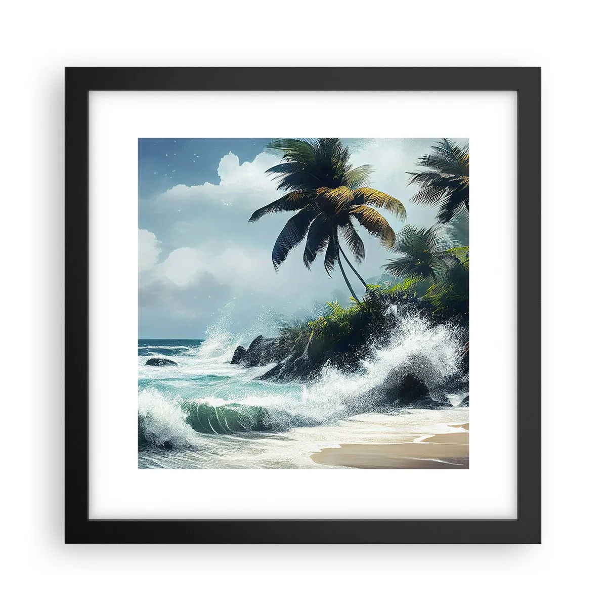 Poster in een zwarte lijst - Op een tropische kust - 30x30 cm