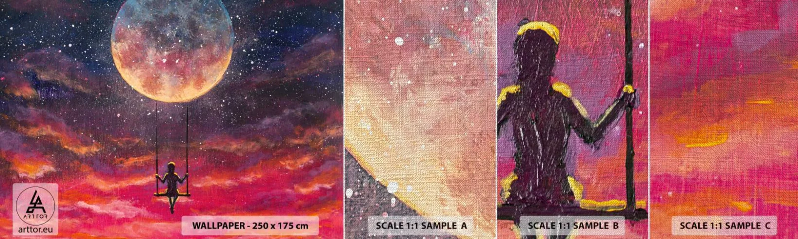 Fotobehang Monster Premium Canvas - Droom - Abstractie, Fantasie, Maan - 100x30 cm