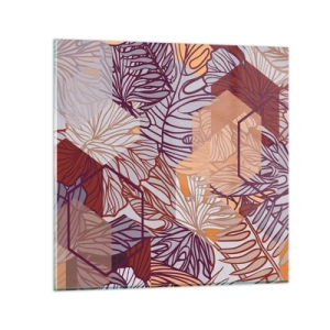 Schilderen op glas - Onmogelijke relatie tussen geometrie en natuur - 30x30 cm