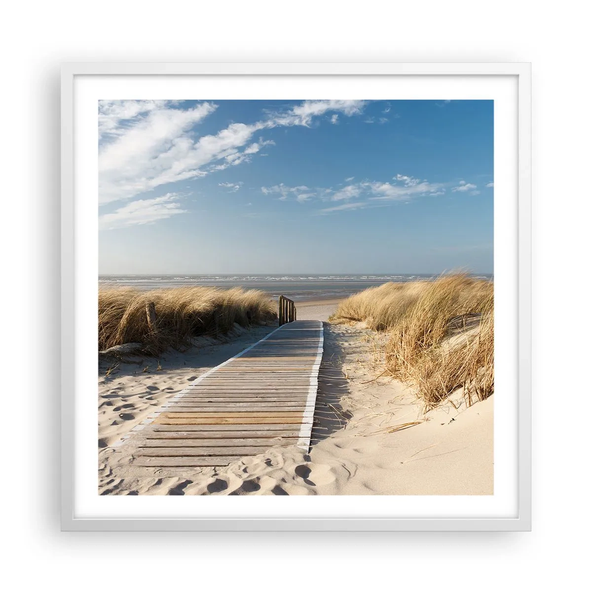 Poster in een witte lijst - Achter het duin, in het ruisen van gras - 60x60 cm