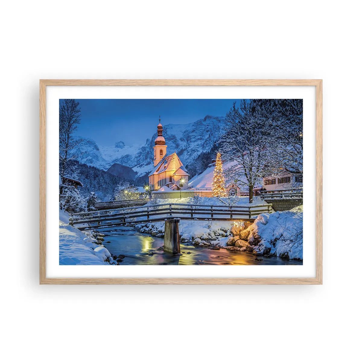 Een poster in een licht eiken lijst - Kerstgeest - 70x50 cm