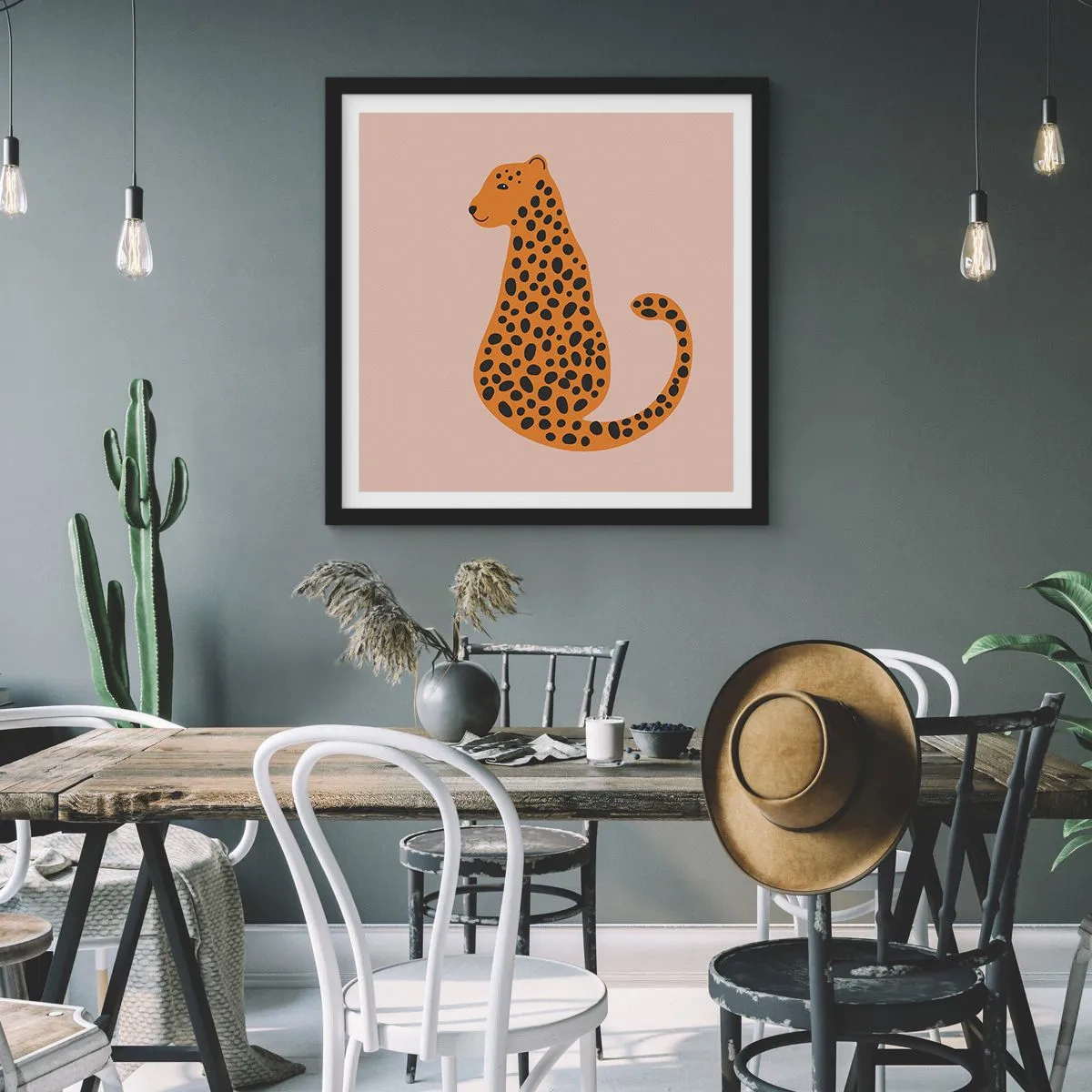 Poster in een zwarte lijst - Luipaardprint is een modieus print - 60x60 cm