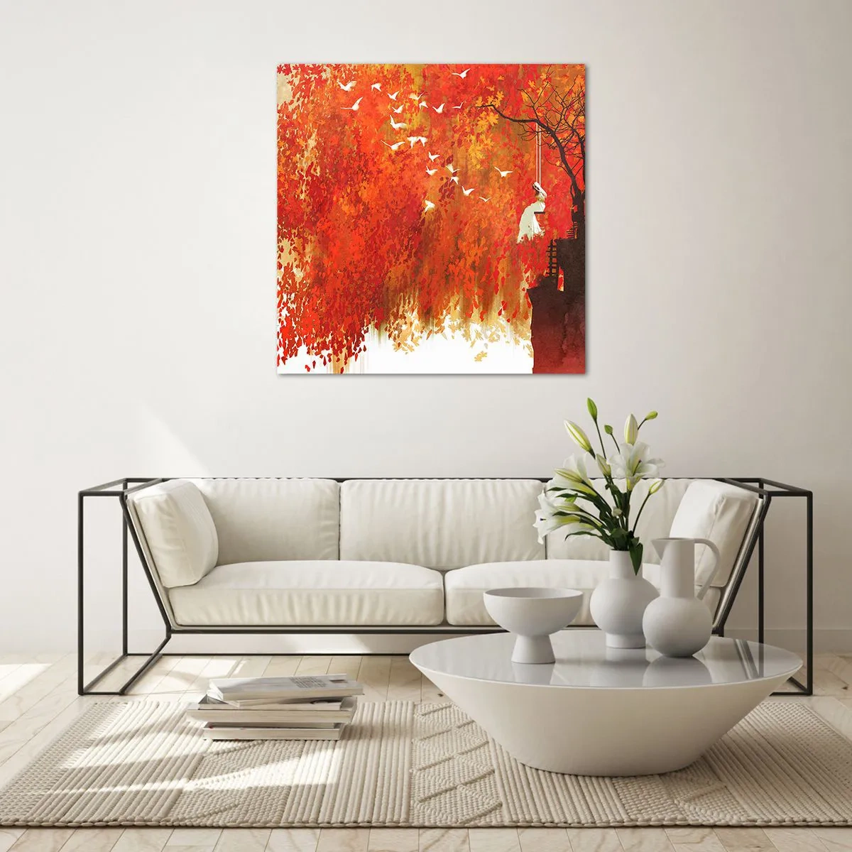 Schilderen op glas - Zal hij met hen vliegen? - 40x40 cm