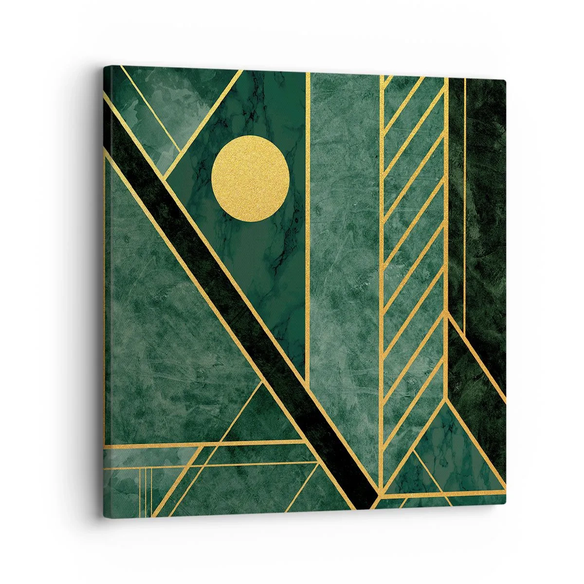 Schilderen op canvas - Dynamiek van goud en azuur - 30x30 cm