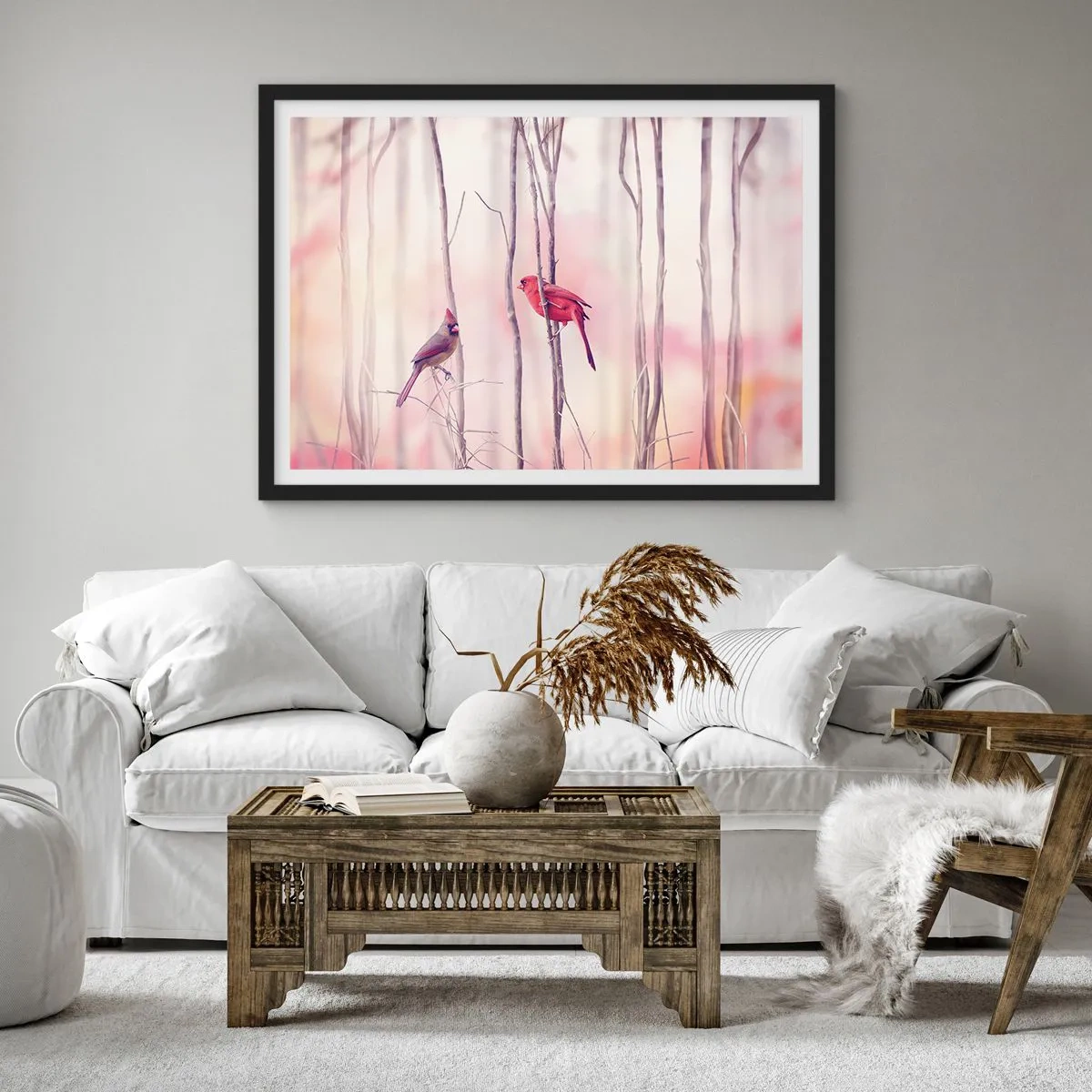 Poster in een zwarte lijst - Verhaal van het roze woud - 70x50 cm