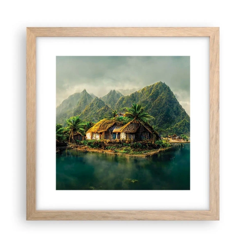 Een poster in een licht eiken lijst - Tropisch paradijs - 30x30 cm