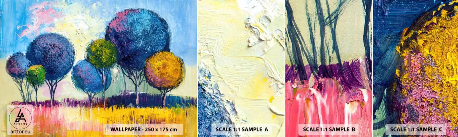 Fotobehang Monster Zelfklevend Deluxe Sticker - Bol - de vorm van het ideaal - Abstractie, Landschap, Grafisch - 100x30 cm