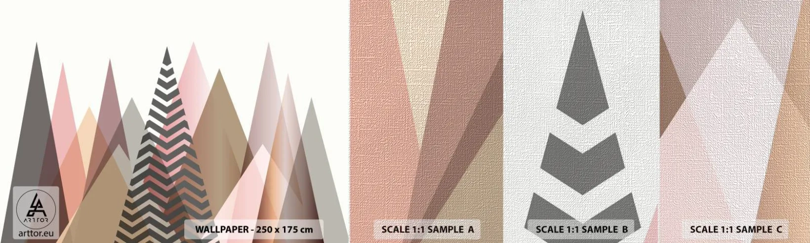 Fotobehang Monster Premium Canvas - Piramidaal uitzicht - Abstractie, Deel, Driehoeken - 100x30 cm